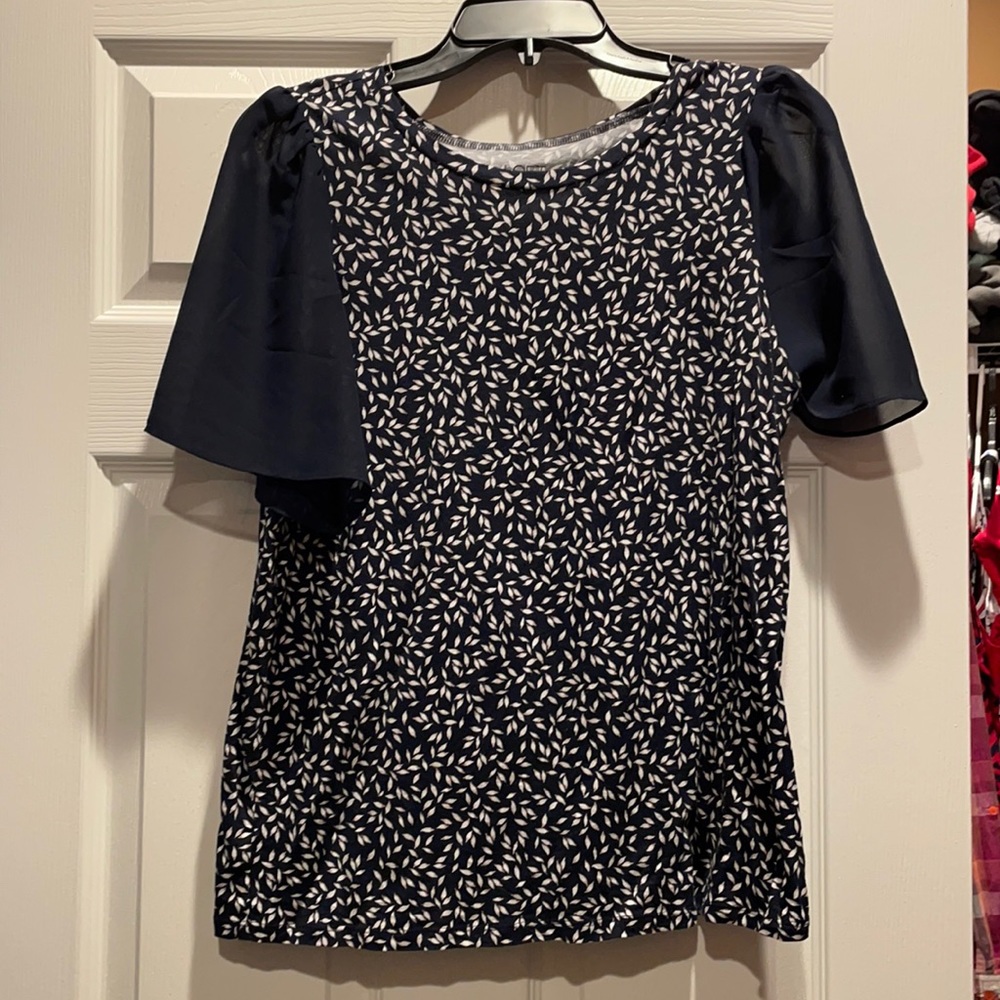 The Loft navy blue blouse, scoop neck